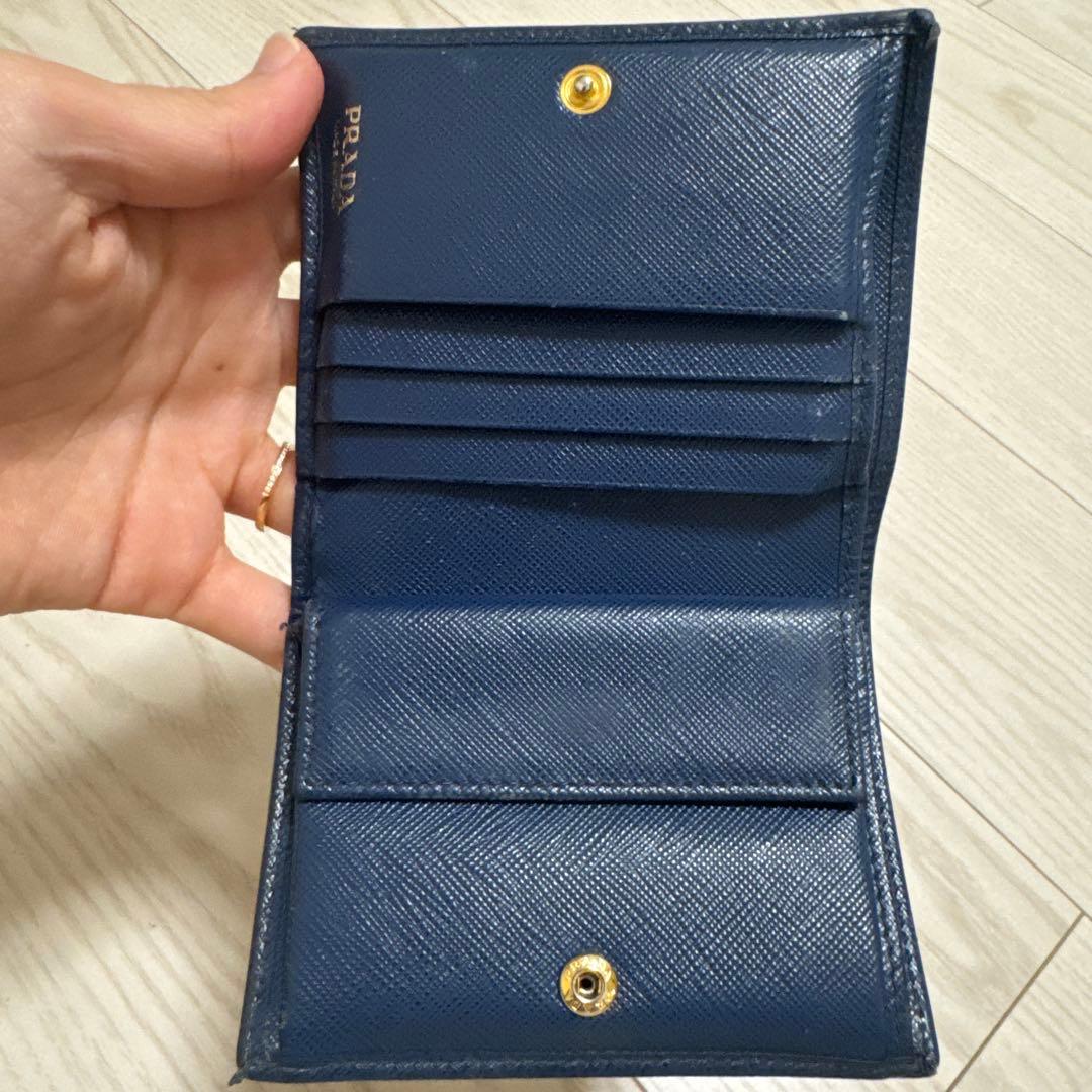PRADA サフィアーノレザー 二つ折り財布 ネイビー