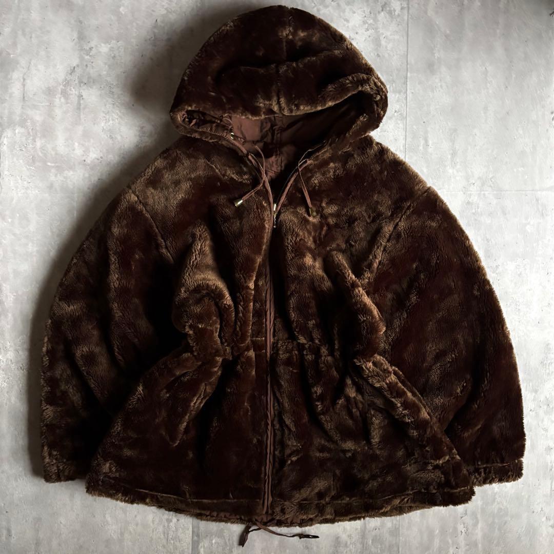 【80s eur vintage】リバーシブル　ファージップパーカー　スペイン製