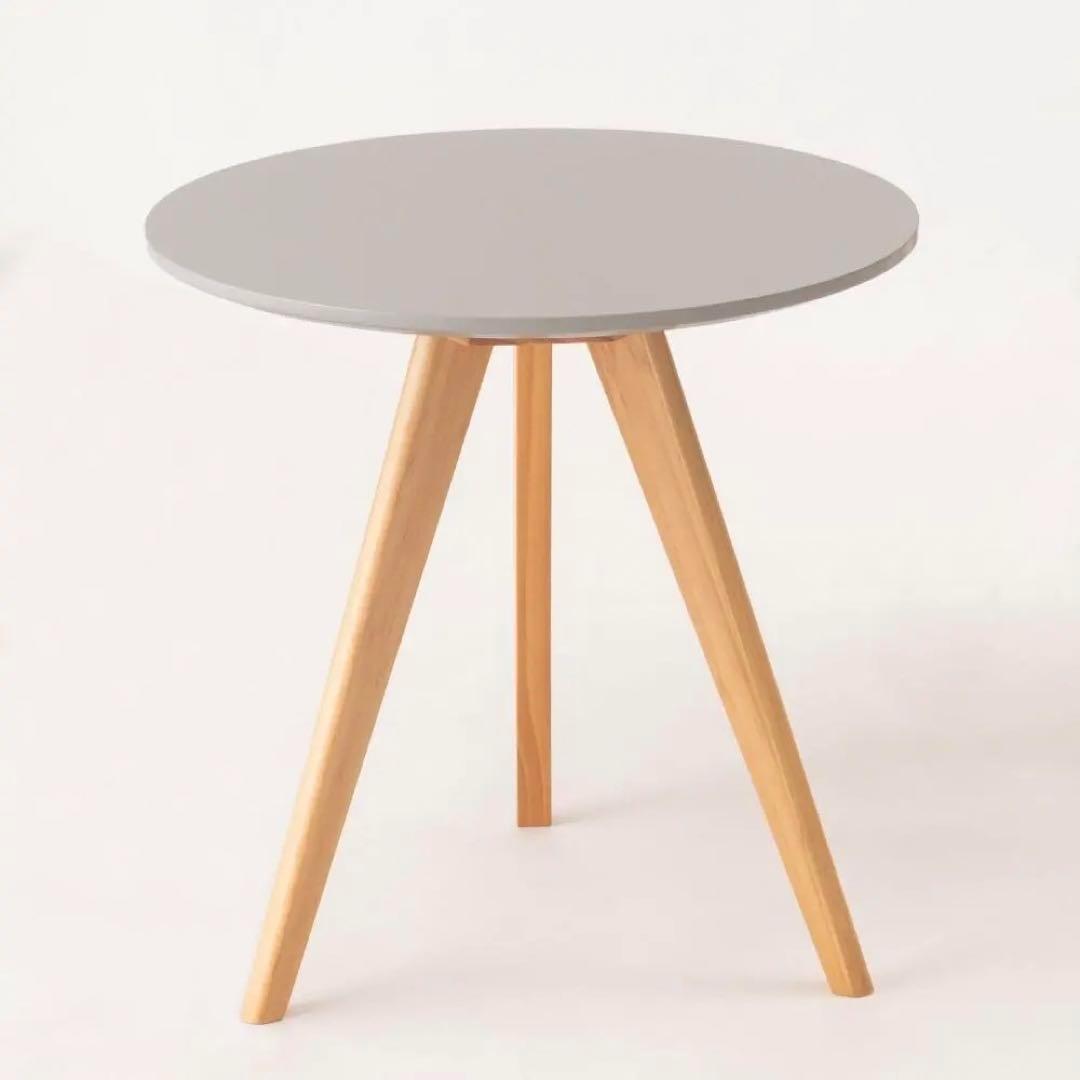 北欧 木製 サイドテーブル グレー ベッド ソファー コーヒー ロー 丸 花台