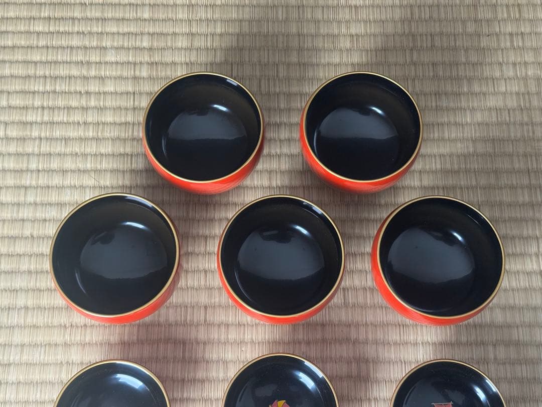 輪島塗 絵付 まり椀 5客 本堅地 中島松朗 (九香)作 布付 共箱 茶懐石道具