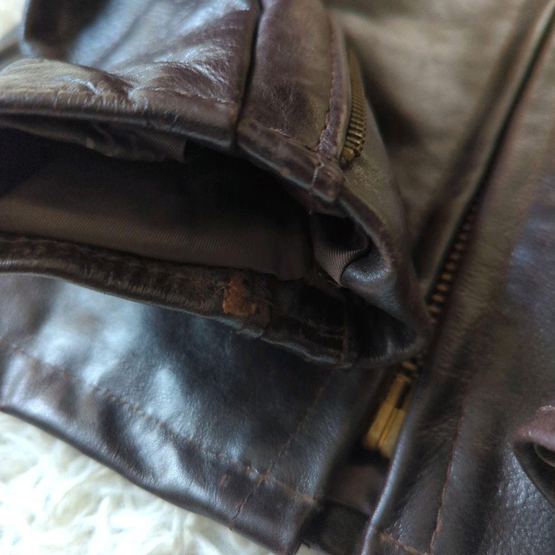 美品 希少 ショットトラッカージャケット 642VS 赤茶 本革 34