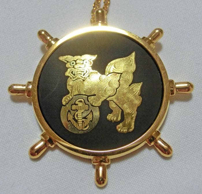 ☆海上自衛隊☆象嵌☆獅子の証し☆希少☆金彩☆ネックレス☆未使用☆共箱付き☆