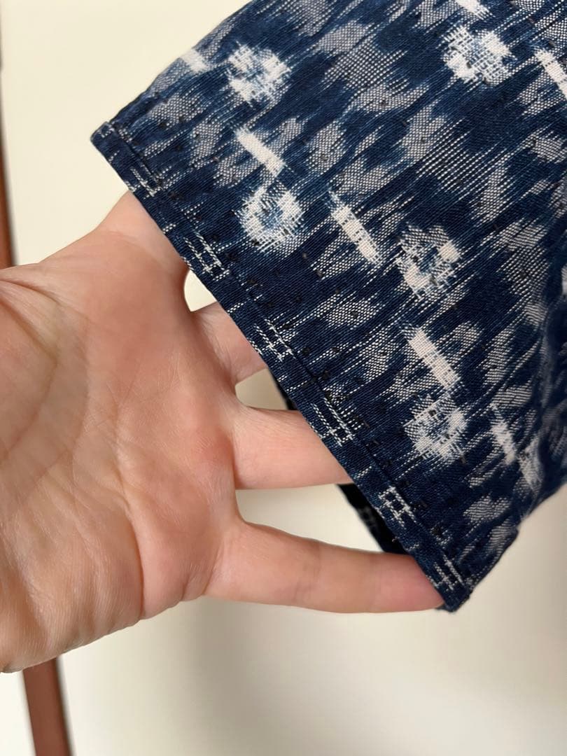 貴重！骨董 手縫い ビンテージ 藍 襤褸 ボロ 絣 刺し子 古布 半纏 はっぴ