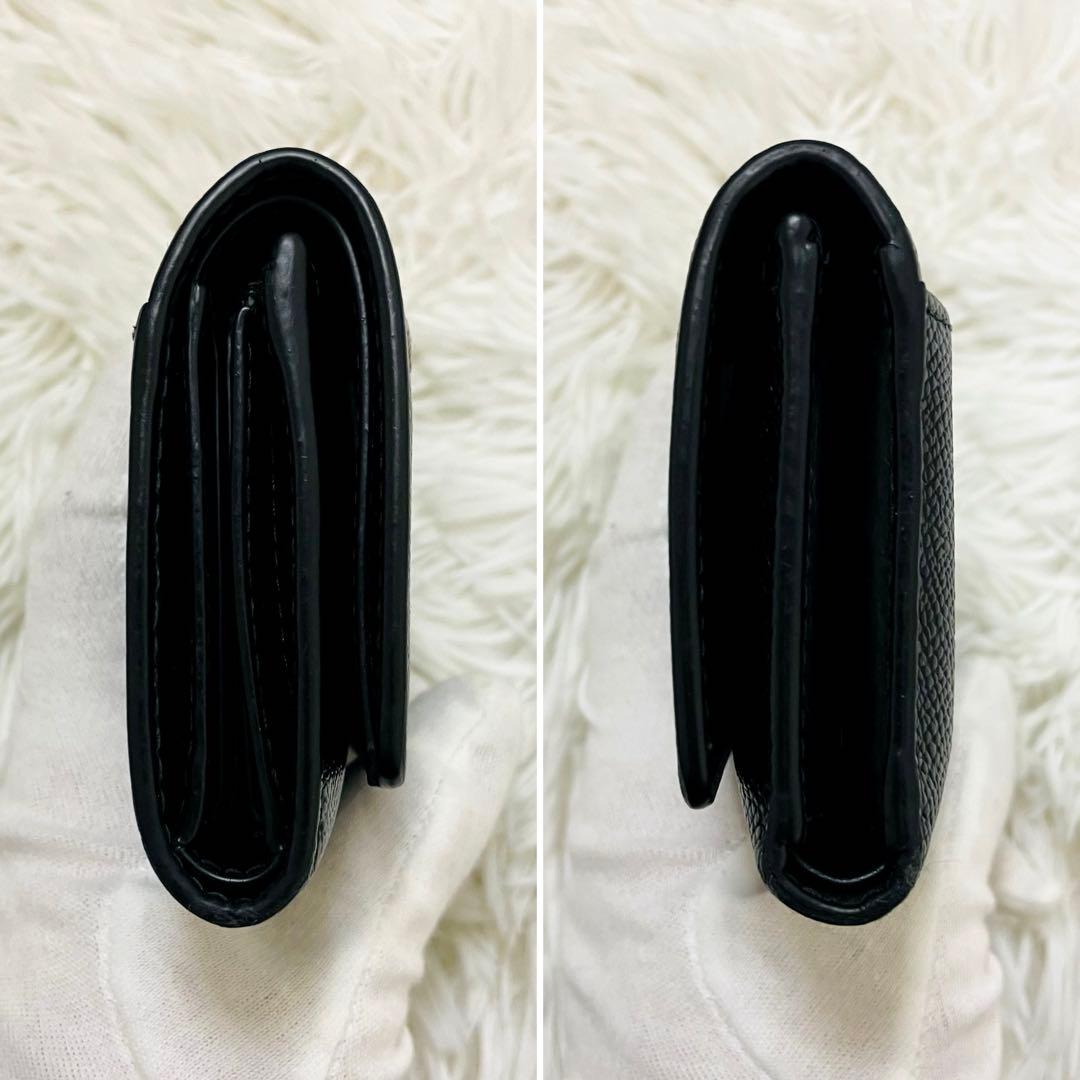 極美✨マルジェラ 三つ折り レザー 4ステッチ シボ革 ブラック