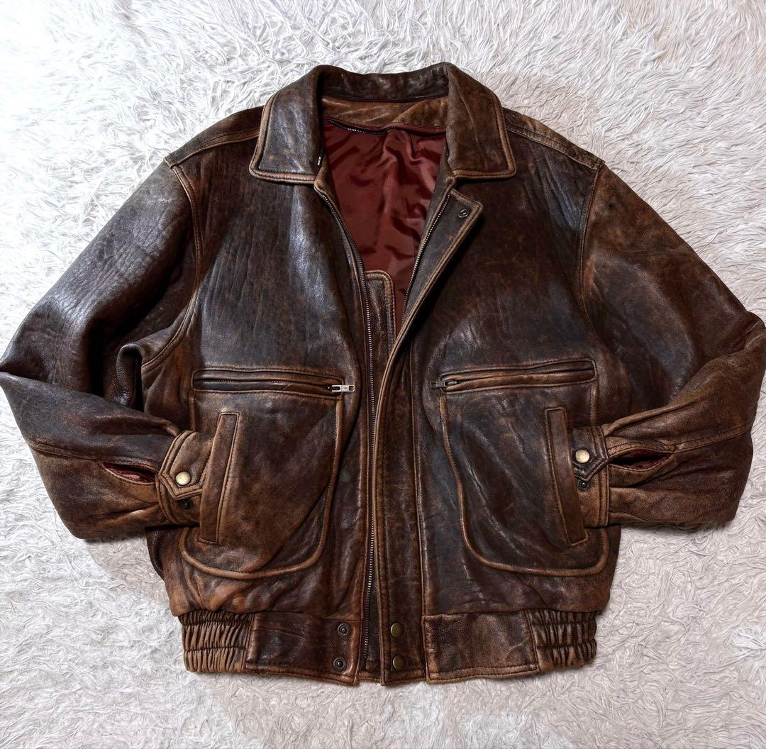 やは✨00s A2 leather jacket brown y2k