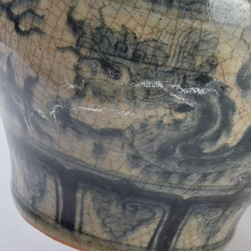 中国　安南染付　雲龍文　壷　C　9161