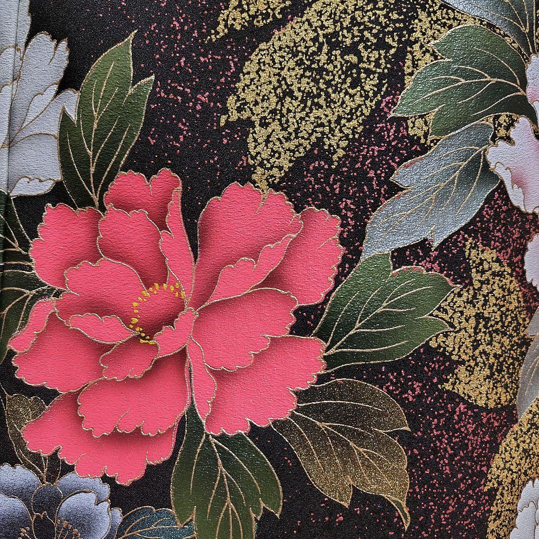 振袖フルセット(7点)・成人式・さがみ誂製・大輪牡丹・金銀彩加工・モダン・正絹