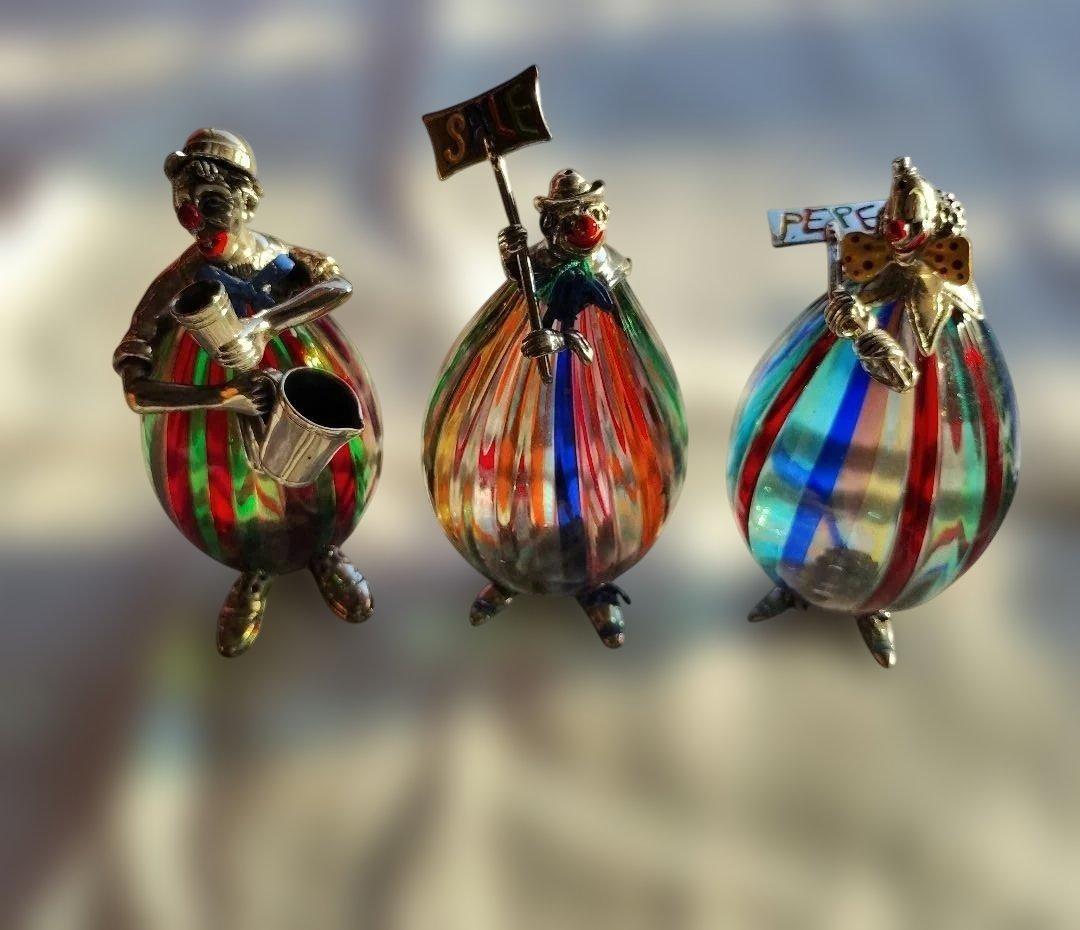 断*ぎ様 【美品】ヴィットリオ・アンジーニ作ピエロ神銀とガラス彫刻