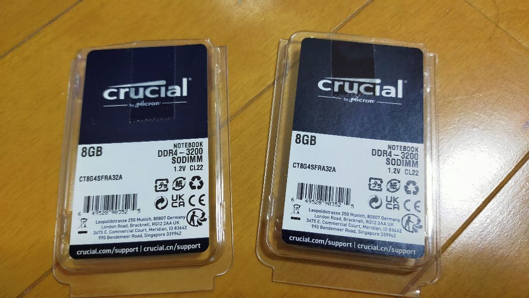 Crucial 8GB DDR4-3200 SODIMM 2枚セット