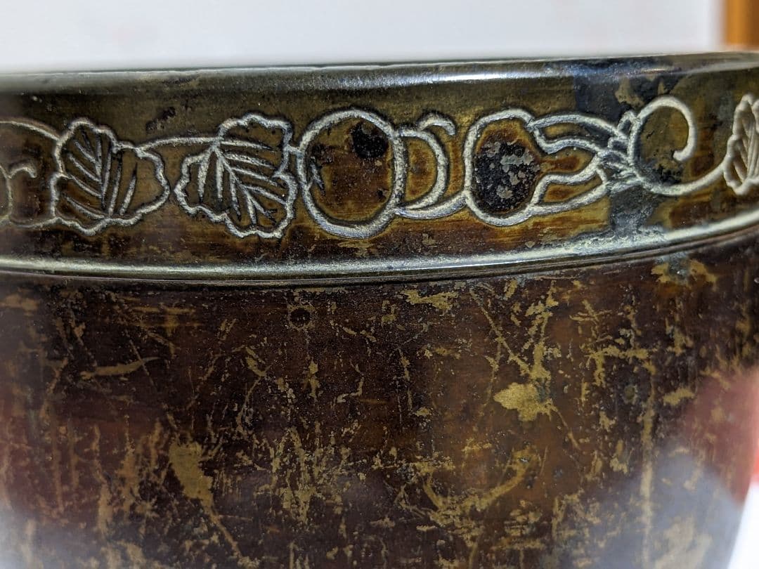 ♦中国 宣徳銅 唐金古玩 瓢箪に蔓紋様 三足火入 三足香炉 金属工芸 美術骨董品