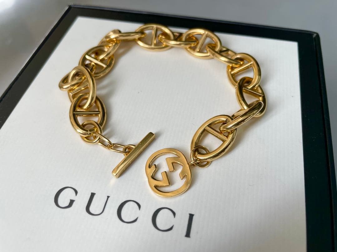 希少 GUCCI トムフォード期シェーヌダンクルブレスレット ゴールド