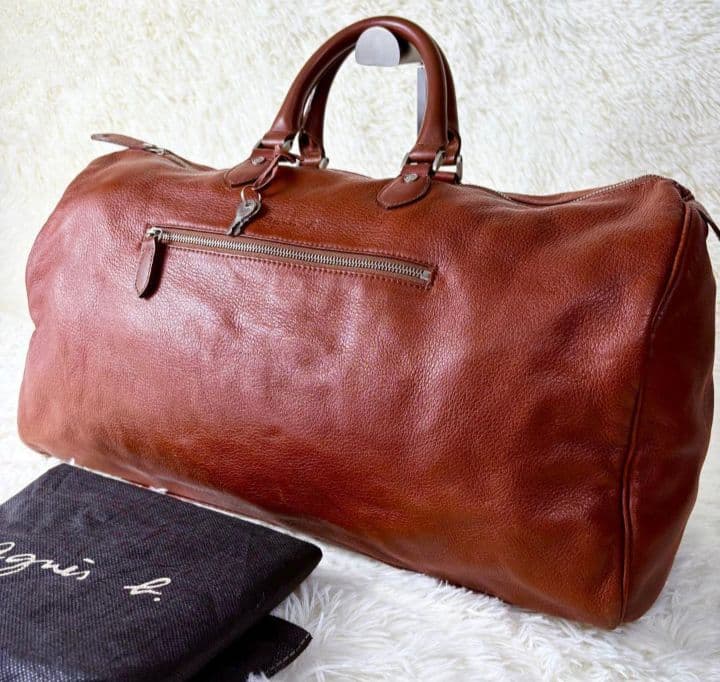 agnes b. ボストンバッグ　オールレザー　本革　茶色　鍵付き