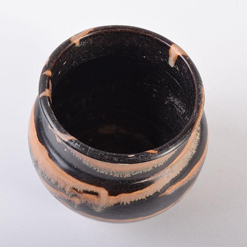 中国　磁州窯黒釉　壺　花入　C　6888