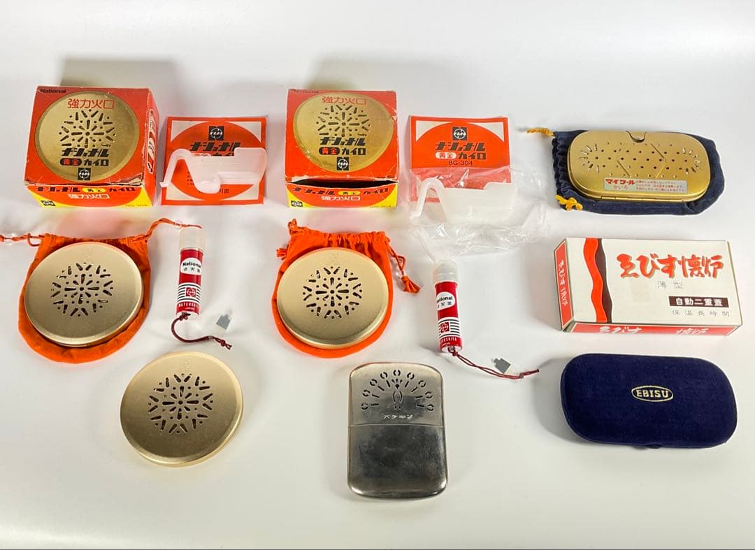 ナショナル　黄金カイロ３点　乾電池点火式　BG-304　昭和レトロ