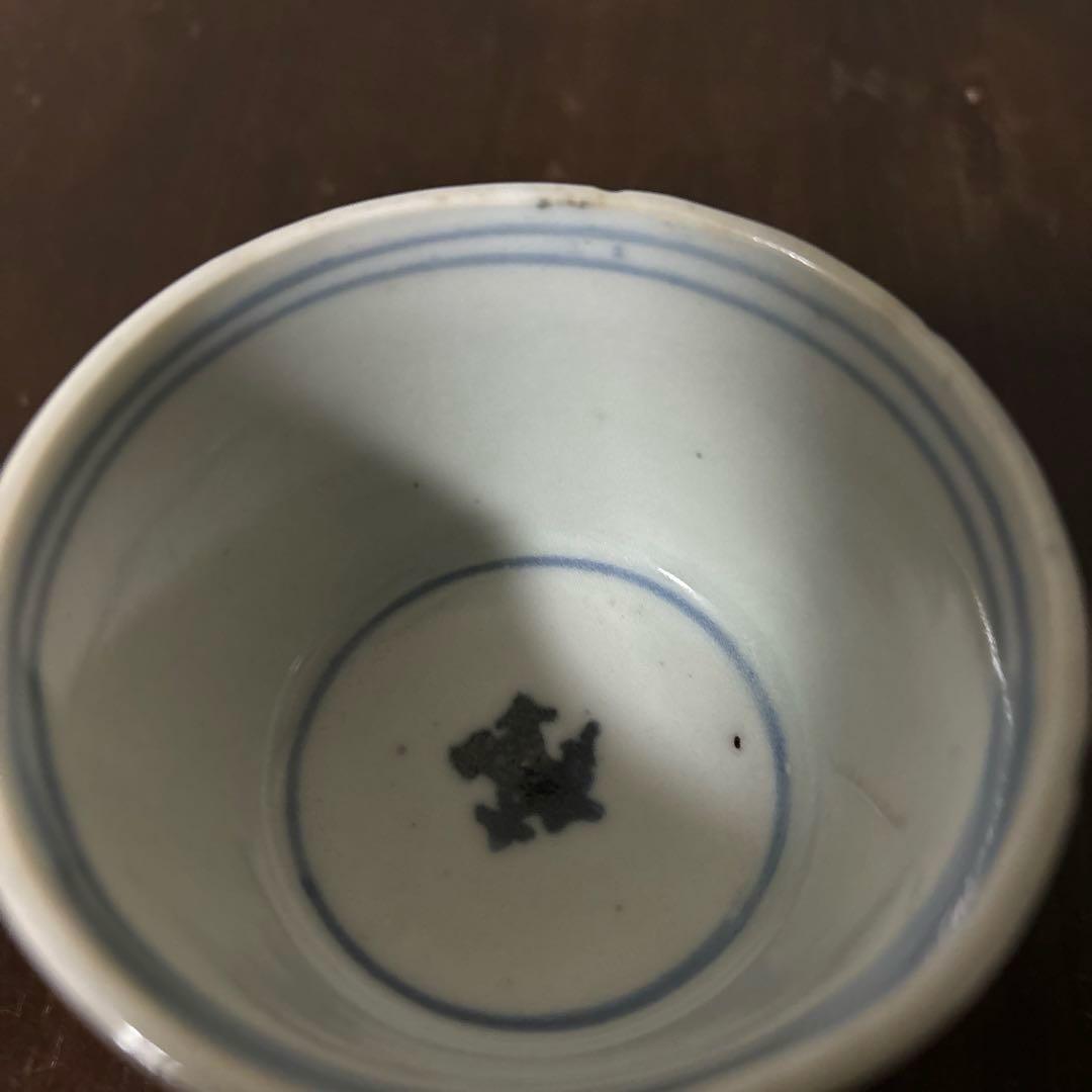 古伊万里染付蕎麦猪口　初期手　　江戸時代　骨董品．アンティーク　料治熊太　李朝