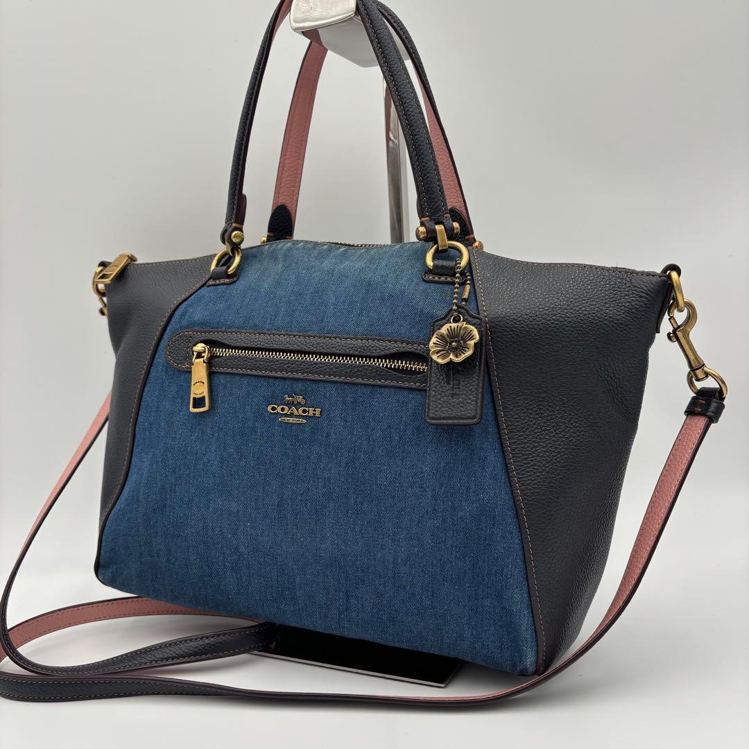 COACH コーチ デニムブルー ショルダーバッグ 2way ティーローズ
