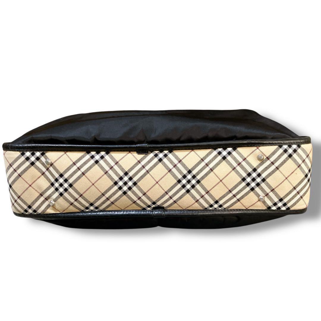 バーバリー ブラックレーベル 良品 ラウンドノバチェックブリーフケース ブラック
