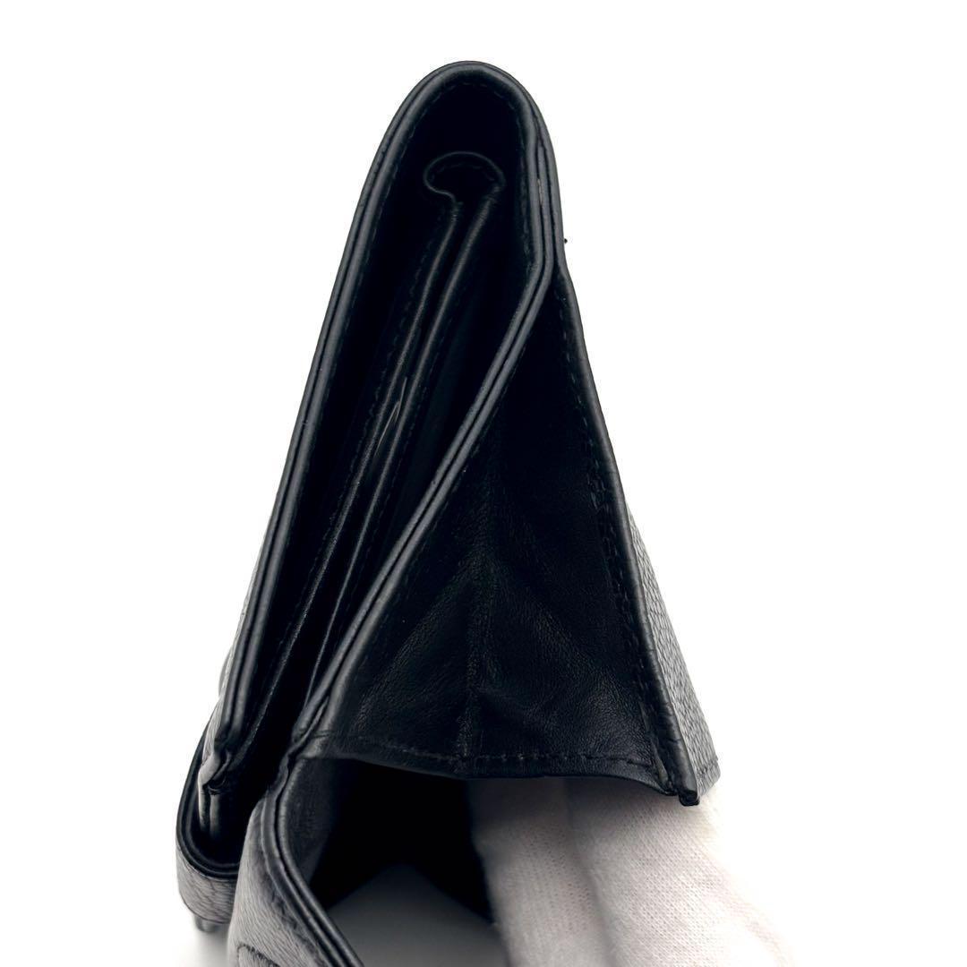 【極美品✨】シャネル 財布 ココステッチ キャビアスキン Wホック 二つ折 黒