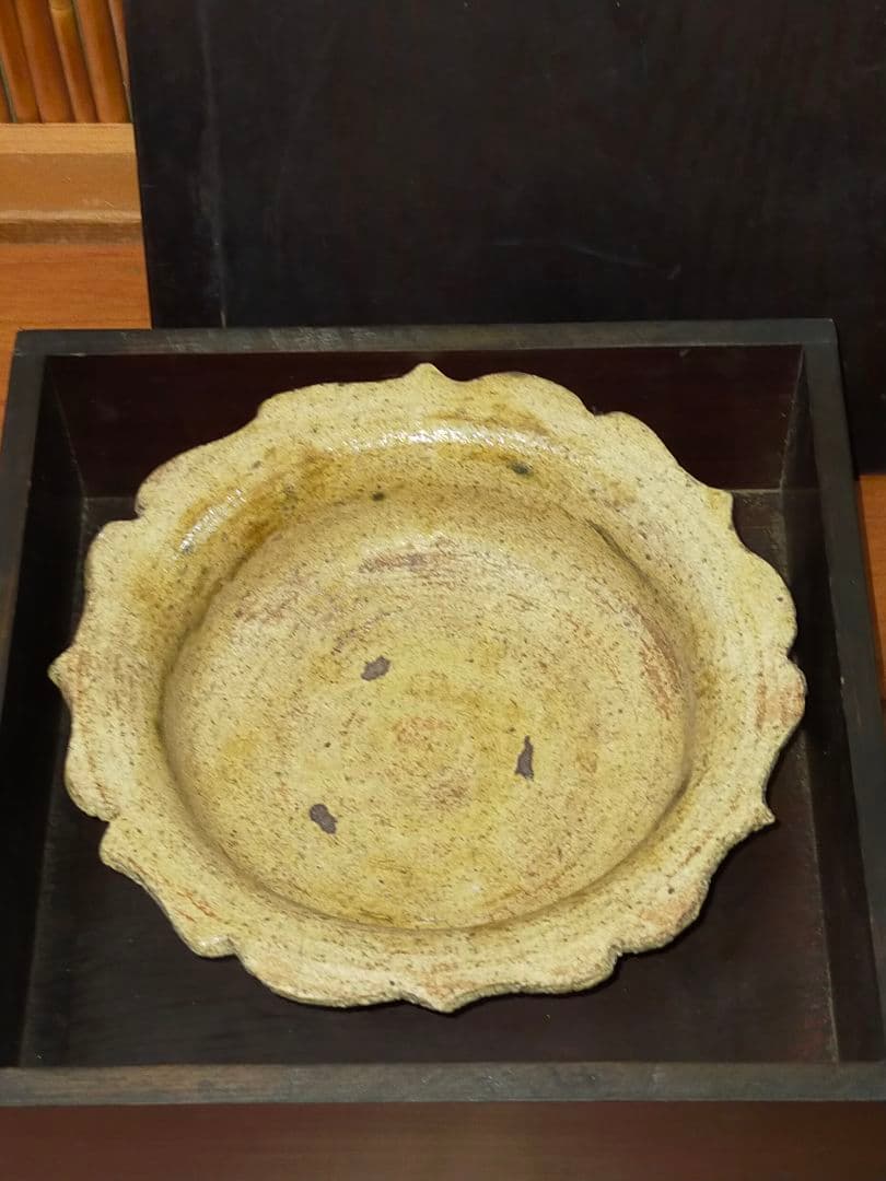 ♥時代　黄瀬戸　鉢　木箱付き　美濃焼　骨董　古玩