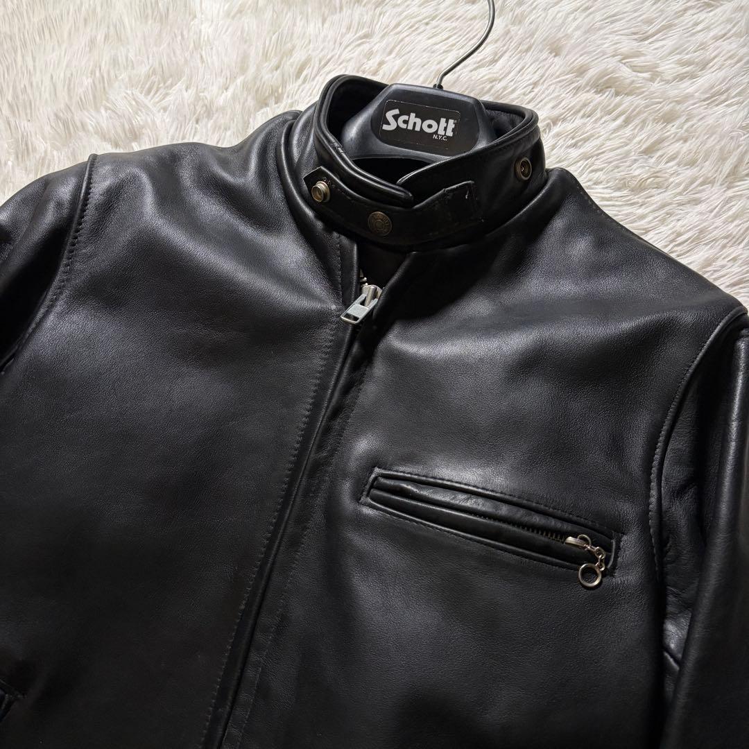 美品/希少✨schott ライダースジャケット　シングル　641 ブラ