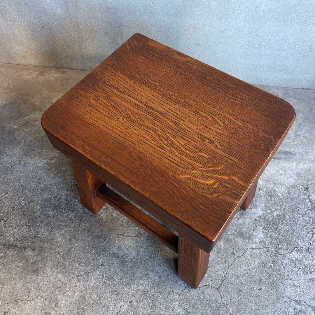 美品　イタリア　木製スツール　オーク材　子供椅子　花台　踏み台　ビンテージ