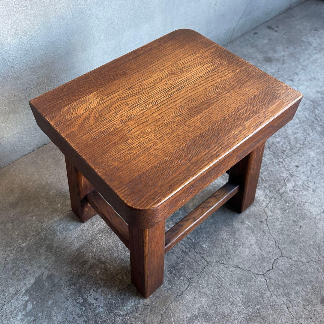 美品　イタリア　木製スツール　オーク材　子供椅子　花台　踏み台　ビンテージ