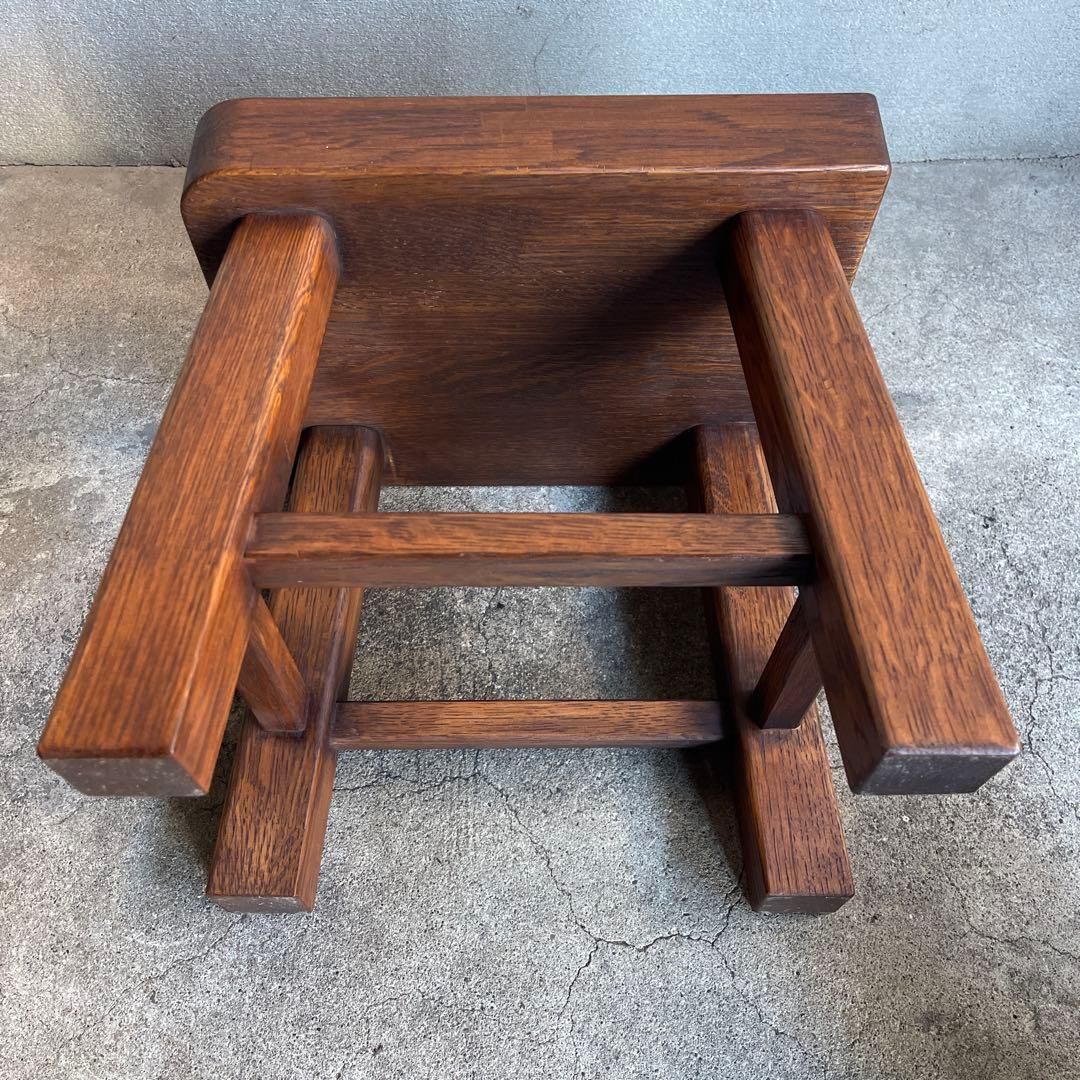 美品　イタリア　木製スツール　オーク材　子供椅子　花台　踏み台　ビンテージ