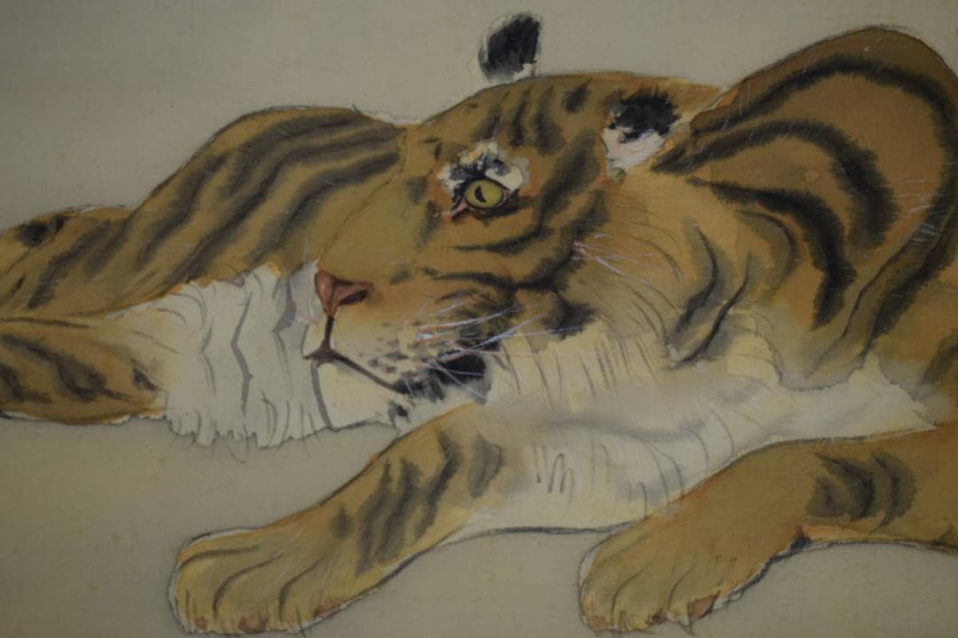 真作/東原方僊/猛虎図/布袋屋掛軸HG-991