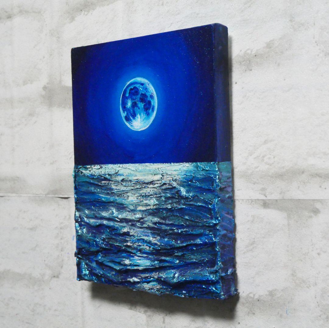 油絵 油彩 油彩画 絵 絵画【青い満月】F0号