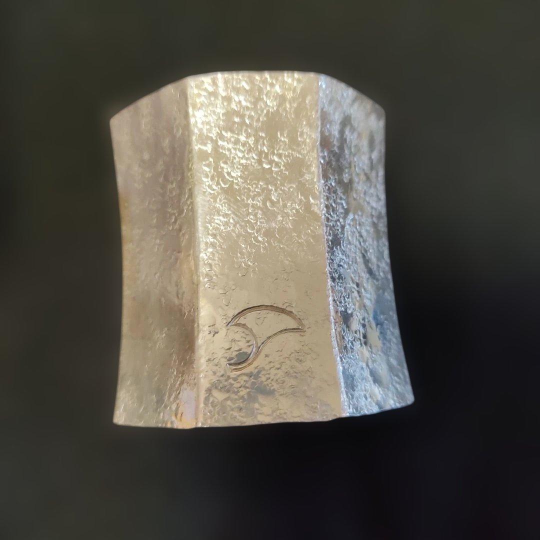 南鐐八角蓋置き。竹影堂。銀製品。 銀杏、いちょう。約70g。茶道具。