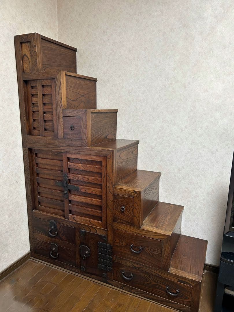 階段箪笥　右下がり7段　上部分3段のみ