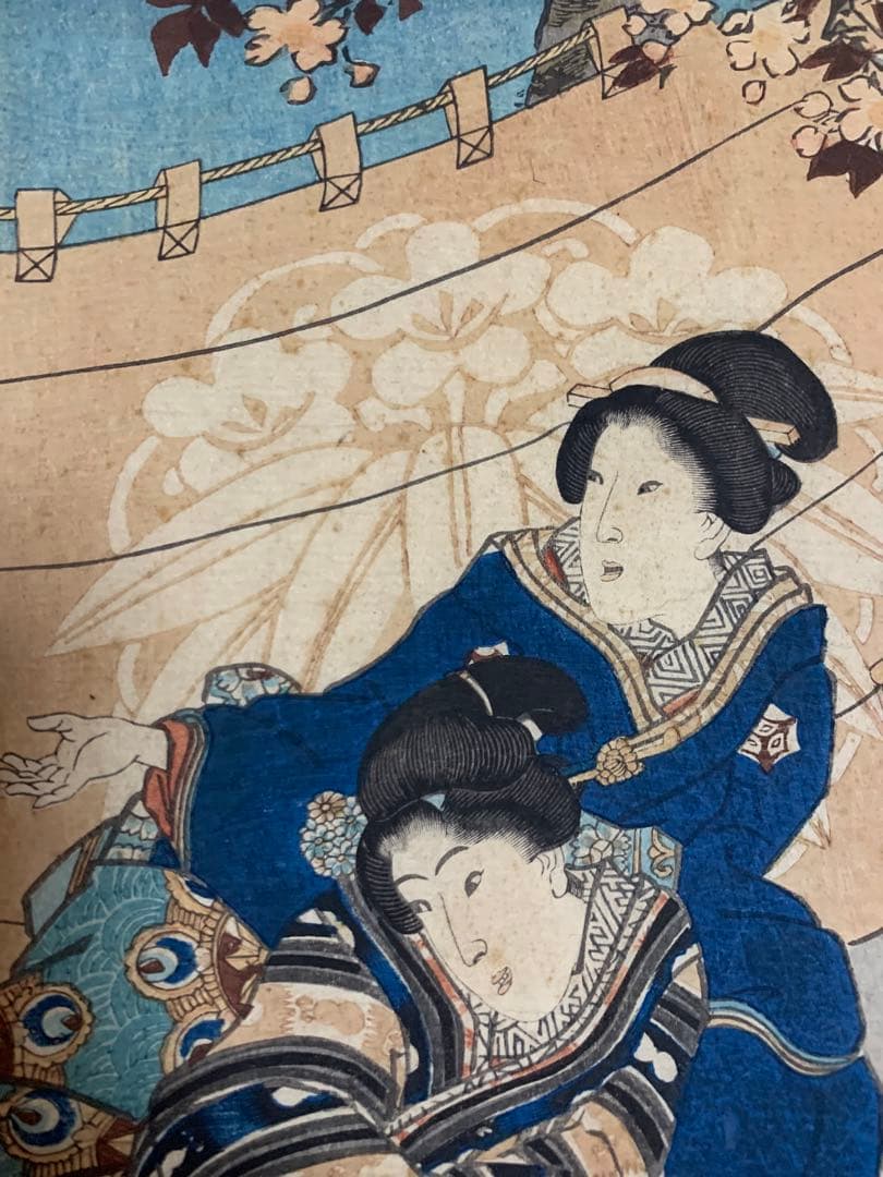 木版画 江戸時代 豐國 大判 浮世絵 美人絵 明治期 錦絵 Ukiyoe 版画
