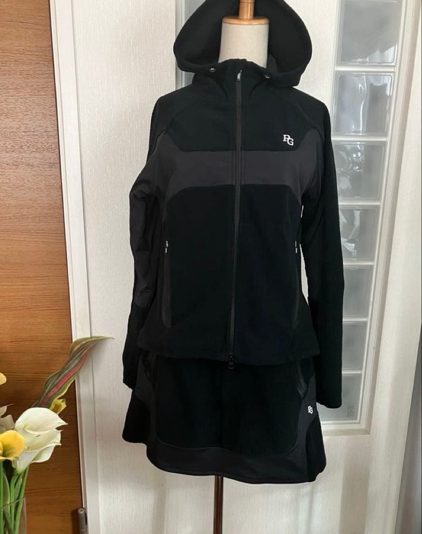 パーリーゲイツ　フーディ　スカート　セットアップ　黒　撥水防風　サイズ2