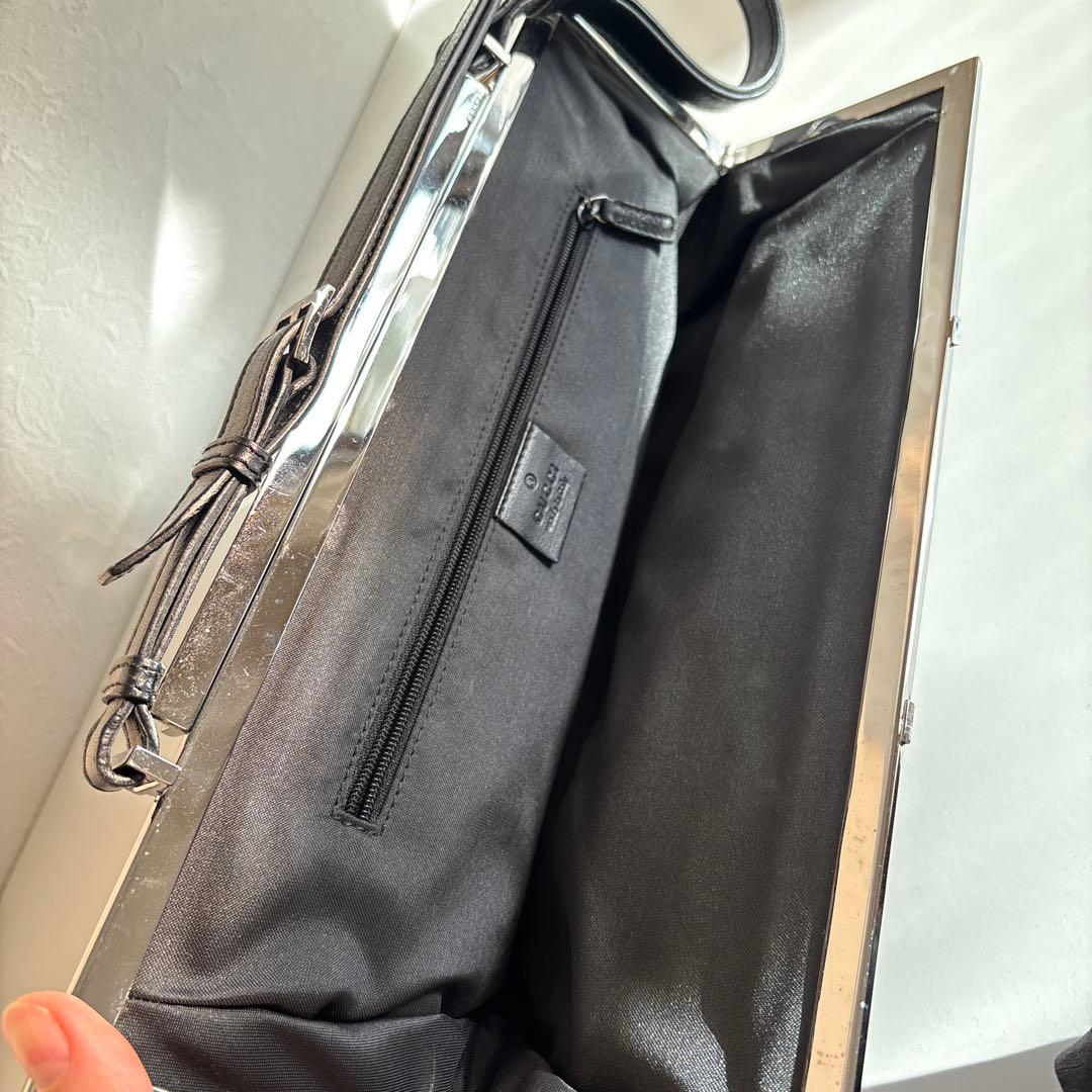 グッチ　黒　ベルベット　ショルダーバッグ　パーティー　2000年前後