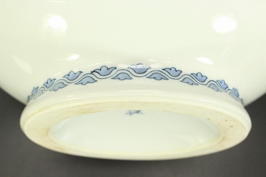 鍋島 象耳 染付 山水紋 花瓶 共箱 美品(BB494)