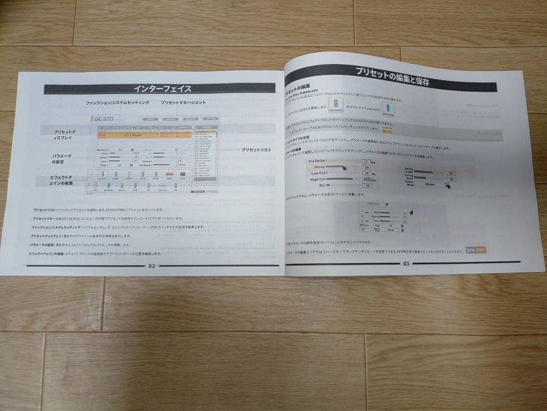 MOOER GE300 マルチエフェクター　フットスイッチカバー、DL説明書付