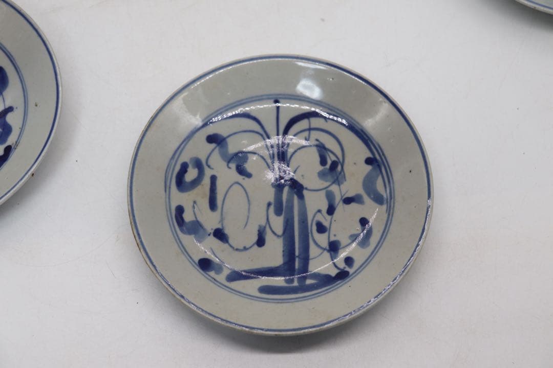 中国　清時代　染付中皿3点　アンティーク　送料込み250218