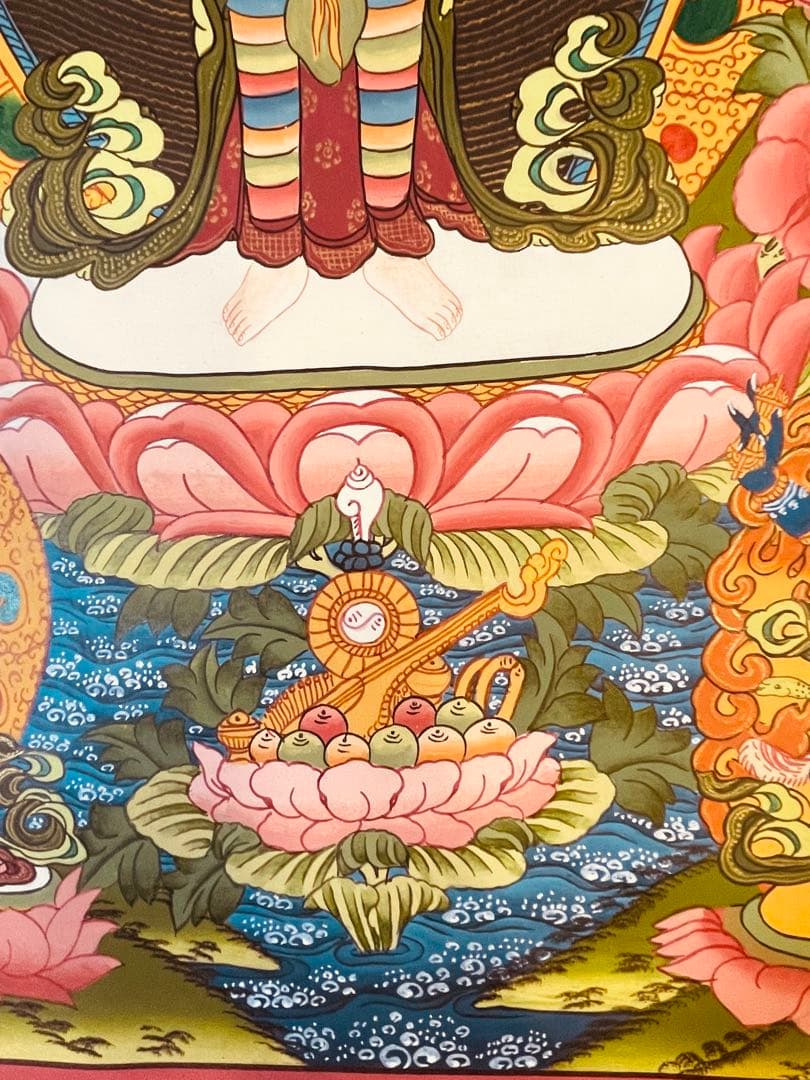 新品手描き 肉筆画 ロケショワー 十一面観音 タンカ 曼荼羅 チベット密教 仏画