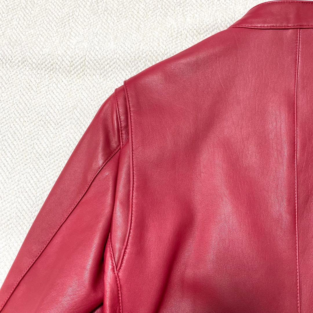 極美品 メンズメルローズ 本革 レザージャケット シングルライダース レッド 赤