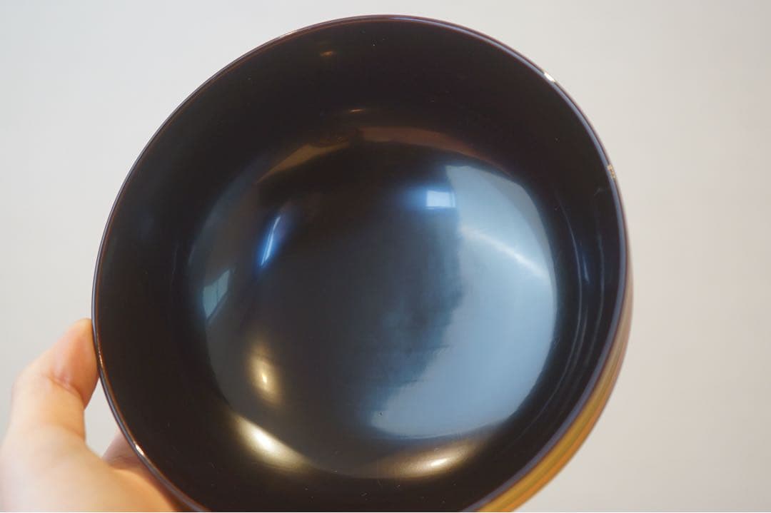 溜塗内黒 独楽形 蓋物椀 2客/ 木製漆器 茶懐石