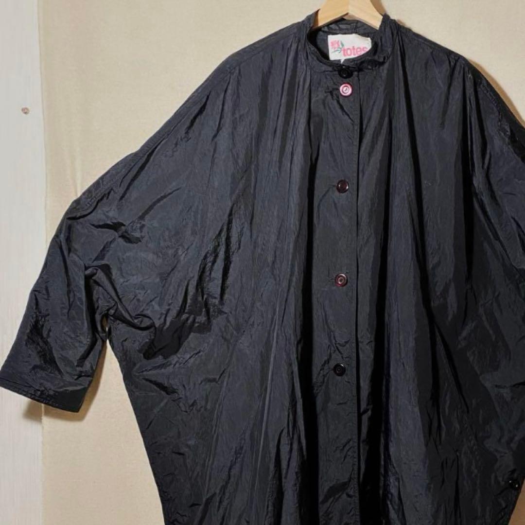 90's古着　個性派 デザインコート　ポンチョ　ブラック