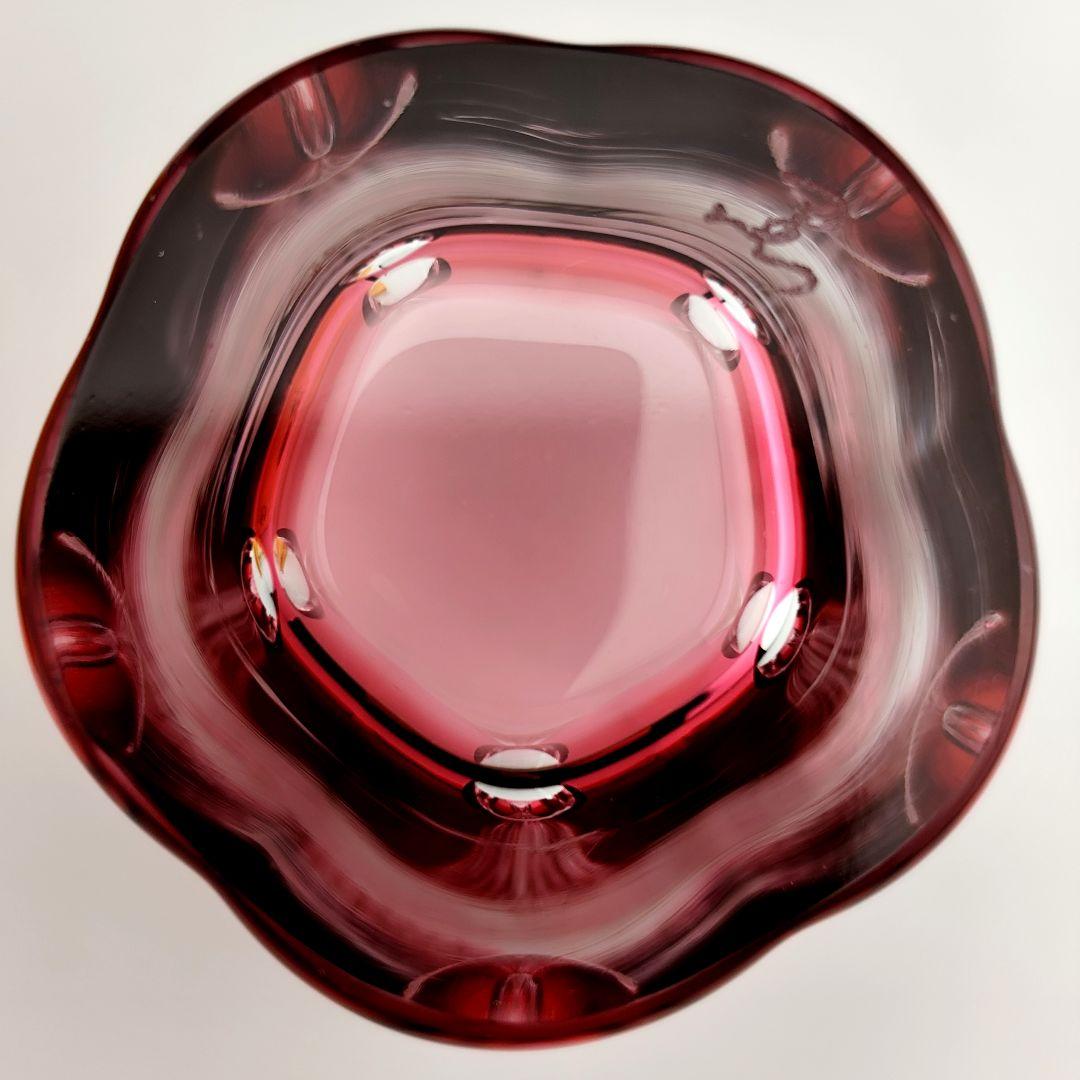 希少品★江戸切子 黒川昭男 金赤被 グラス（切子、江戸切子、薩摩切子）