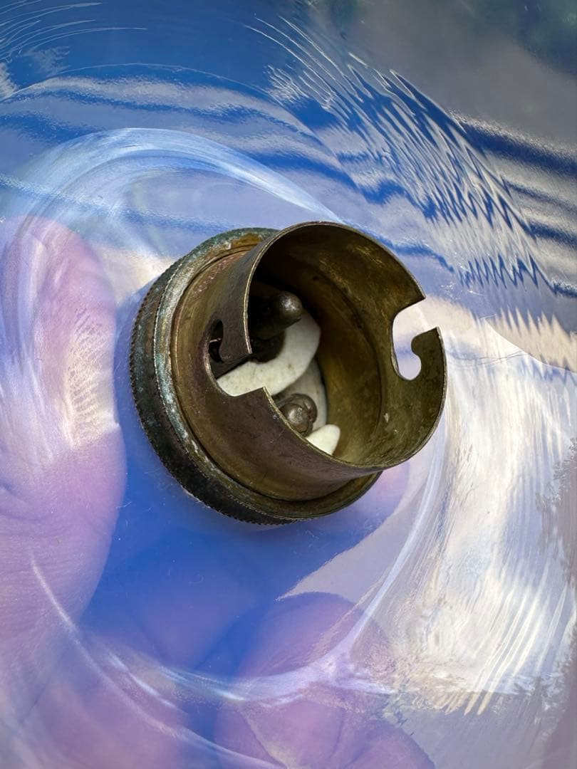 1920年代 フランス アンティーク ブルーオパールセントのお花アトリエランプ＊