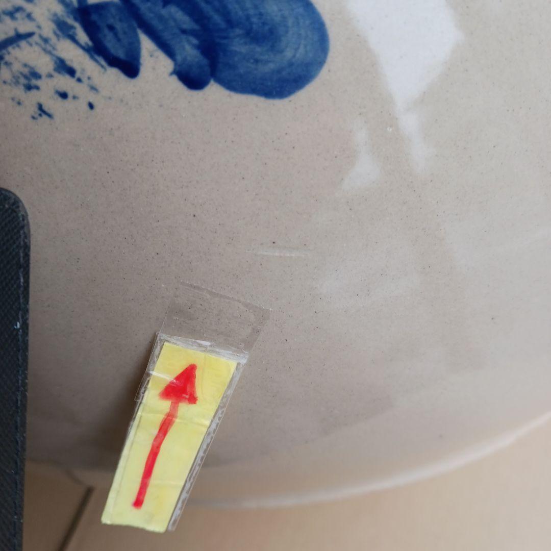 新品　∅50　陶器　睡蓮鉢　特大　難有　メダカ鉢　手書き絵　花柄　手造　LFB1