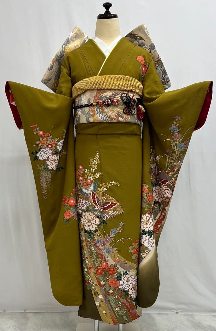 本日限り❣️大特価❣️ 振り袖　フルセット　別誂正絹長襦袢　金彩加工　刺繍　591