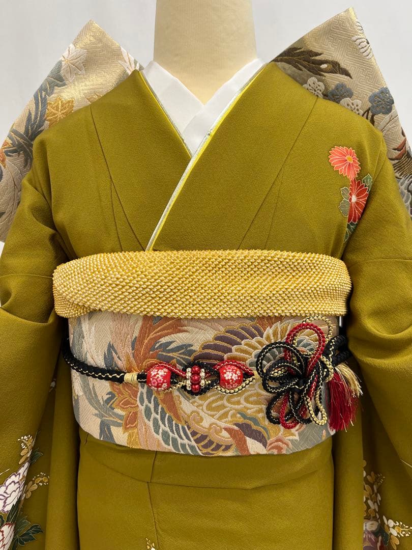 本日限り❣️大特価❣️ 振り袖　フルセット　別誂正絹長襦袢　金彩加工　刺繍　591