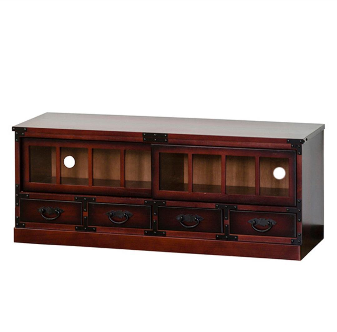 【送料無料】ローボード レトロ調 民芸調 チェスト 棚 タンス テレビ台