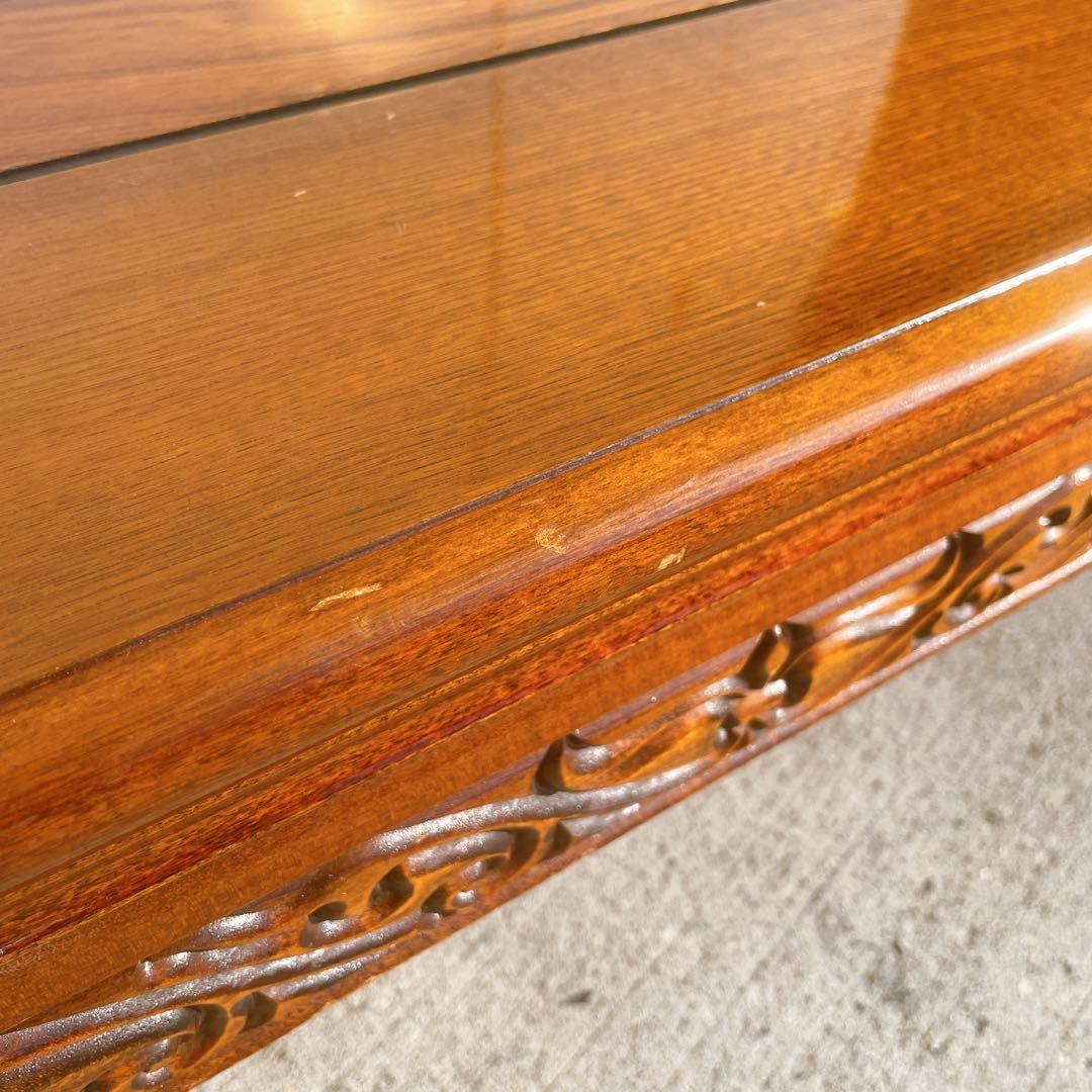 唐木家具 彫刻 花梨家具 木製座卓 ダークブラウン 和室 アンティーク