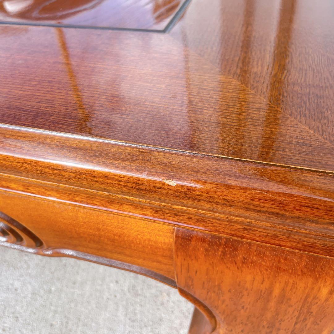 唐木家具 彫刻 花梨家具 木製座卓 ダークブラウン 和室 アンティーク