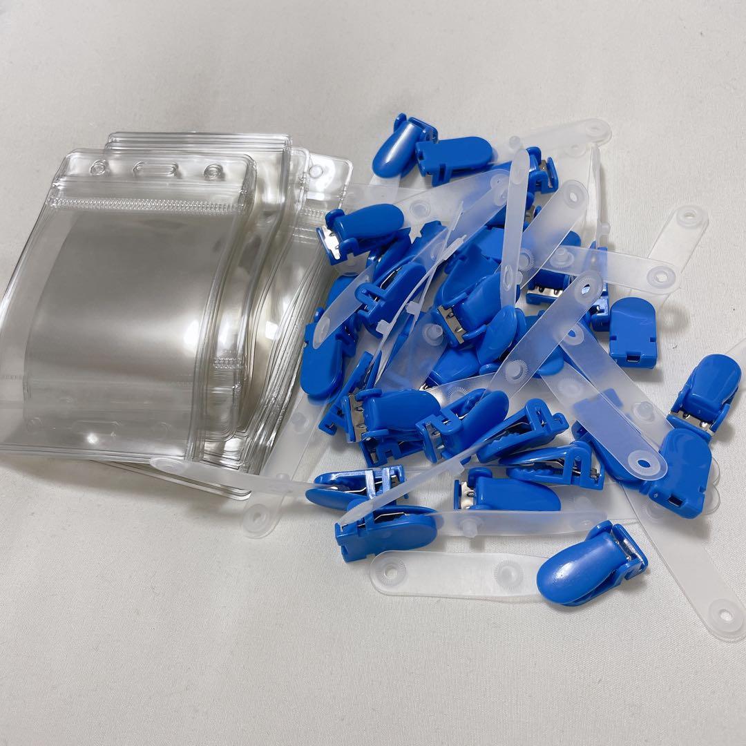 早い者勝ち✨35枚入り 名札クリップ バンドクリップ ネームホルダー 縦型